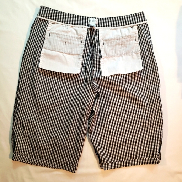 Women's black and white check Chico's casual long Bermuda shorts size 1.5 M/10 - Picture 8 of 8
